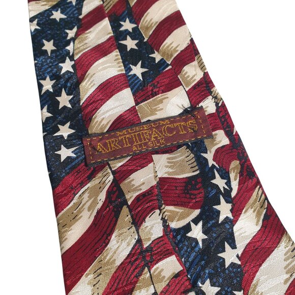 Museum Artifacts Tie Statue Of Liberty American Flag USA Themed Silk Classic - Picture 4 of 5